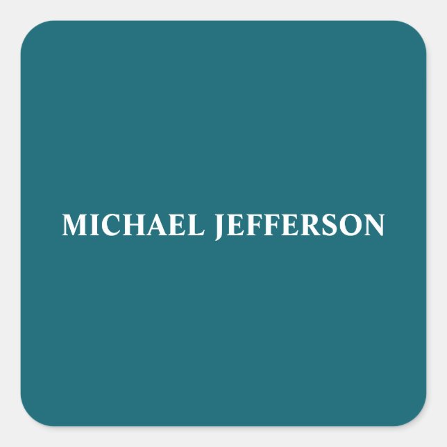 Chic Plain Dark Teal Colour Personalized Custom Square Sticker (Front)