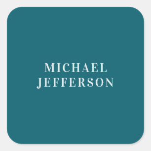 Chic Plain Dark Teal Colour Personalized Custom Square Sticker