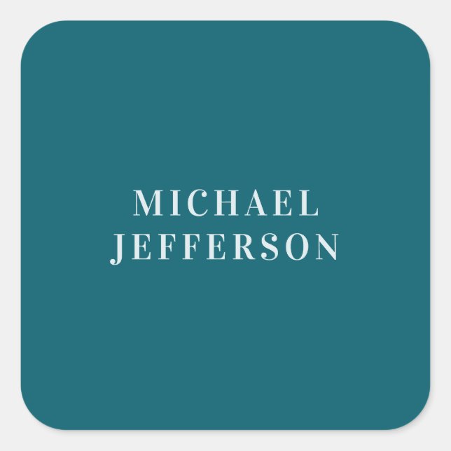 Chic Plain Dark Teal Colour Personalized Custom Square Sticker (Front)