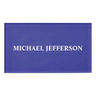 Chic Plain Deep Blue Personalized Custom Name Tag