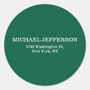 Chic Plain Hunter Green Colour Personalized Custom Classic Round Sticker