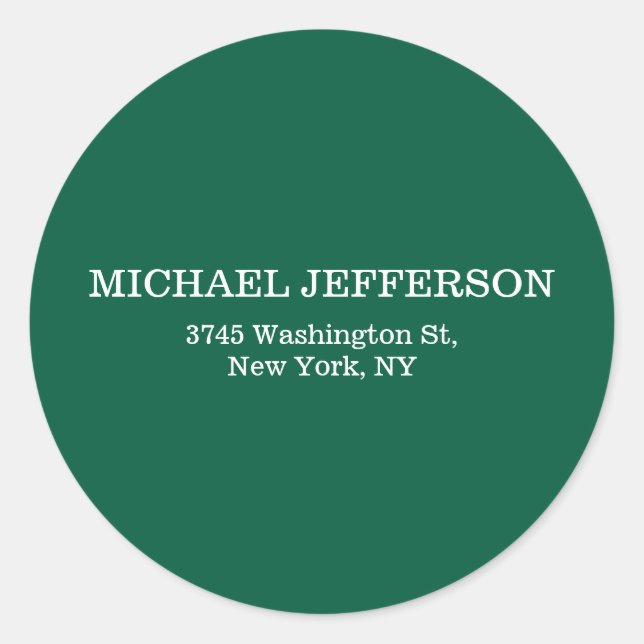Chic Plain Hunter Green Colour Personalized Custom Classic Round Sticker (Front)