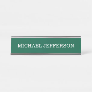 Chic Plain Hunter Green Colour Personalized Custom Desk Name Plate