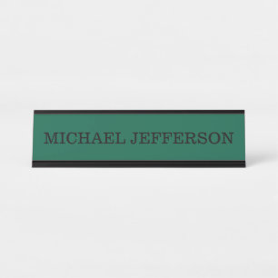 Chic Plain Hunter Green Colour Personalized Custom Desk Name Plate