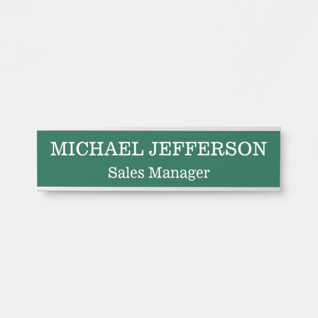Chic Plain Hunter Green Colour Personalized Custom Door Sign (Front)