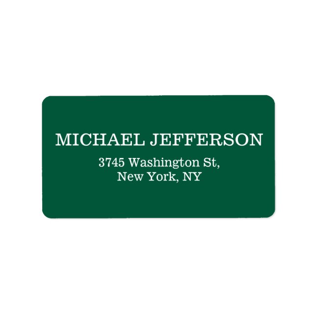Chic Plain Hunter Green Colour Personalized Custom Label (Front)