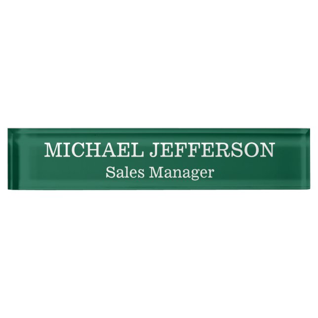 Chic Plain Hunter Green Colour Personalized Custom Nameplate (Front)