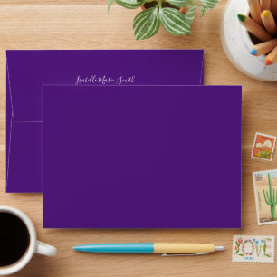Chic Plain Purple Colour Wash Wedding A7 Invite Envelope