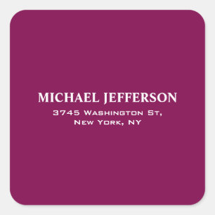 Chic Plain Wine Colour Personalized Custom Square Sticker