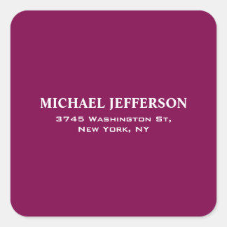 Chic Plain Wine Colour Personalized Custom Square Sticker