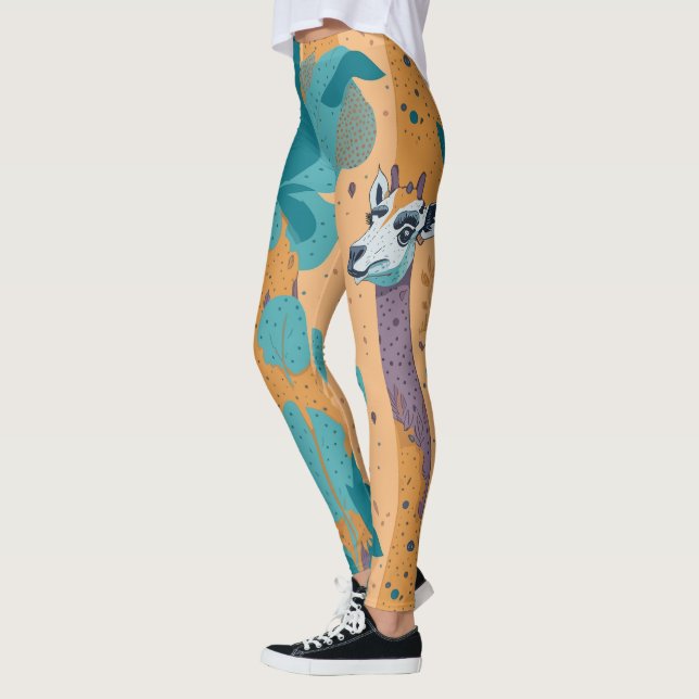 Chic Playful Colourful Giraffe Wild Savanna Safari Leggings (Left)