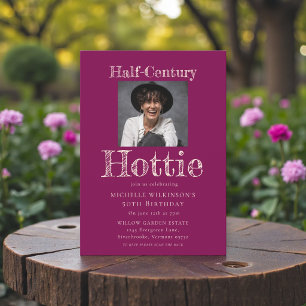 Chic Plum "Half-Century Hottie" Photo Invitation