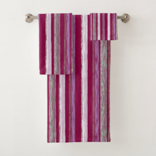 Chic Plum Rose Beach Hut Stripes Art par Heva Weva