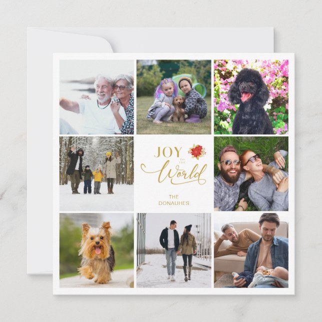 Chic Poinsettias Collage 8 Photos Family Christmas (Front)