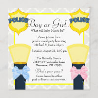 Chic Police Officer Badge Damask Gender Reveal