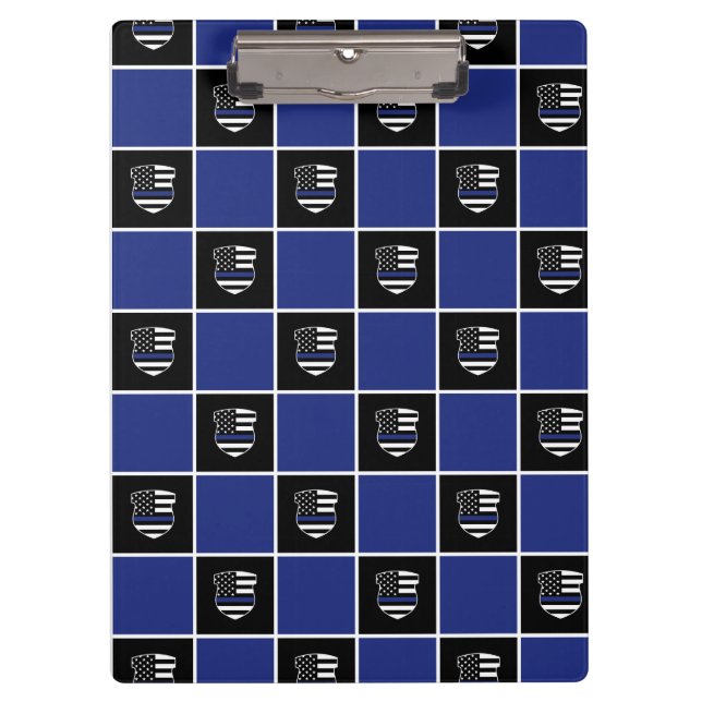 Chic Police Officer Thin Blue Line Badge Pattern Clipboard (Front)