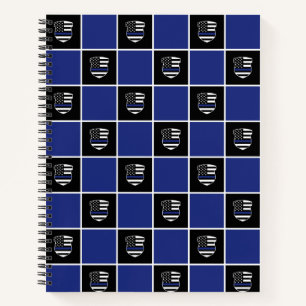 Chic Police Officer Thin Blue Line Badge Pattern Notebook