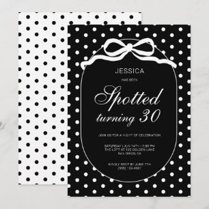 Chic Polka Dot Bow Spotted 30th Birthday Party Invitation