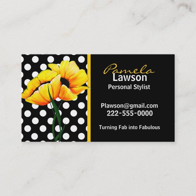 Chic Polka Dot & Carte de visite Poppy (Devant)