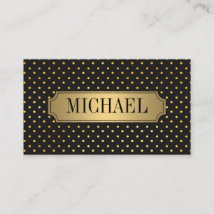 Chic Polka Dot Pattern Luxe Gold Metallic Business Card