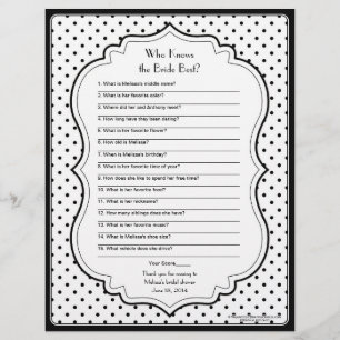 Chic Polka Dots Bride Best Bridal Shower Game