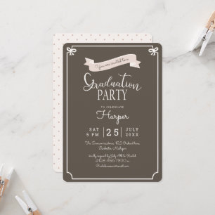 chic Polkadot vintage graduation party Invitation