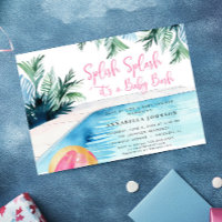 Chic pool party baby shower it's a girl
