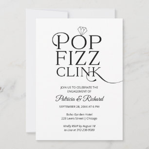 Chic Pop Fizz Clink Engagement Party Invitation