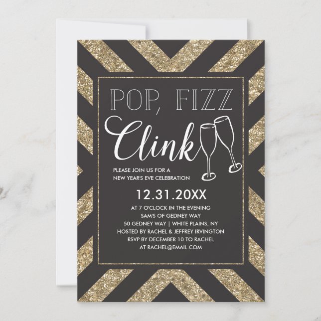 Chic Pop Fizz Clink Invitation (Front)