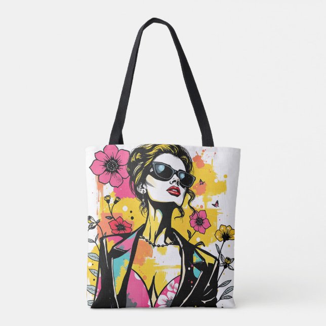 Chic Pop Floral Duet Tote Bag (Back)