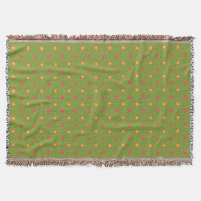 Chic Poppy Colours Polka Dots Throw Blanket (Front)