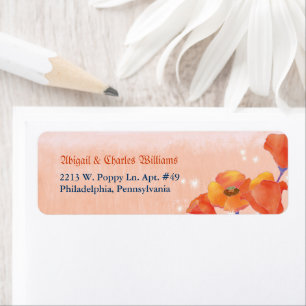 Chic Poppy Meadow Wedding Return Address
