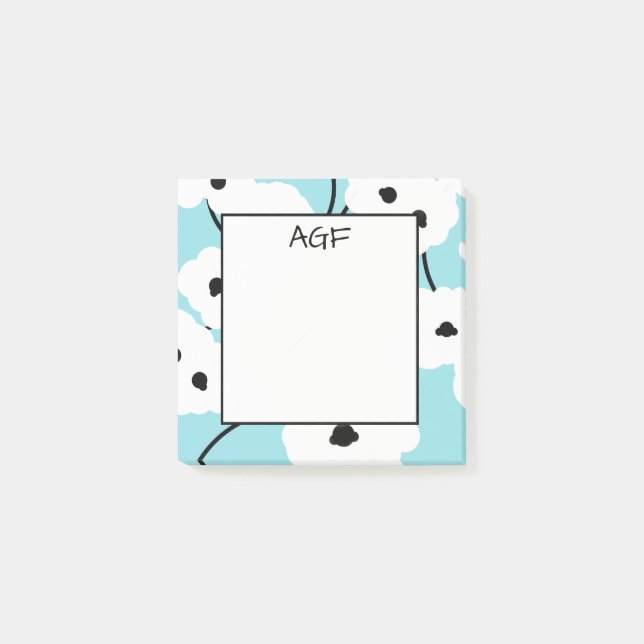 CHIC POST-IT-NOTE_MOD WHITE & BLACK POPPIES POST-IT NOTES (Front)