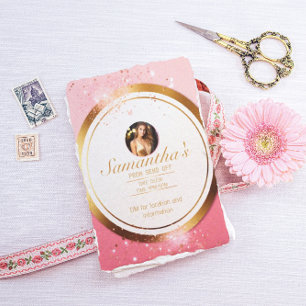 Chic Powder Pink and Gold Customizable Prom Flyer