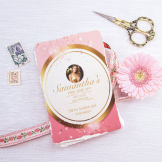 Chic Powder Pink and Gold Customizable Prom Flyer