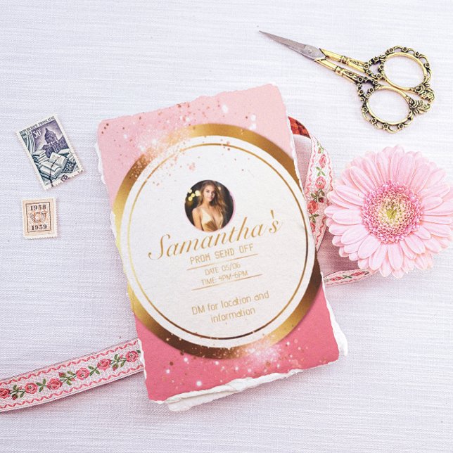 Chic Powder Pink and Gold Customizable Prom Flyer (Creator Uploaded)