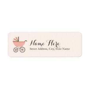 Chic Pram Étiquettes de adresse Baby shower fille
