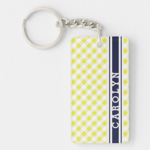 chic preppy jaune marine en vichy motif monogramme