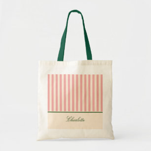 Chic Preppy Pastel Pink Stripe Tote Bag