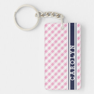 chic preppy rose marine en vichy motif monogramme
