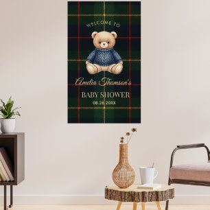 Chic Preppy Teddy Bear Baby Shower  Poster