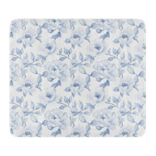 Chic Pretty Blue White Flowers Cutting Board