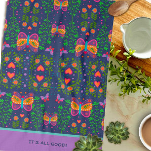 Chic Pretty Custom Quote or Name Butterfly Kitchen Towel