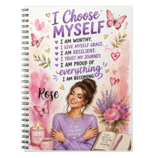Chic Pretty Girl Floral Inspirational Self-Love Notebook