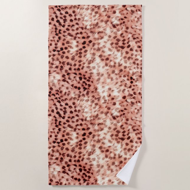 Chic Pretty Girly Rose Gold Leopard  Beach Towel (Front)
