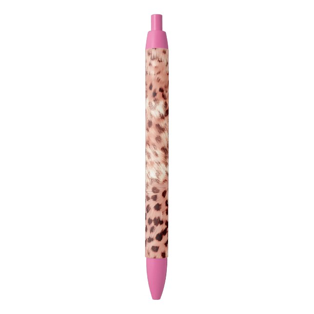 Chic Pretty Girly Rose Gold Leopard  Black Ink Pen (Front Vertical)