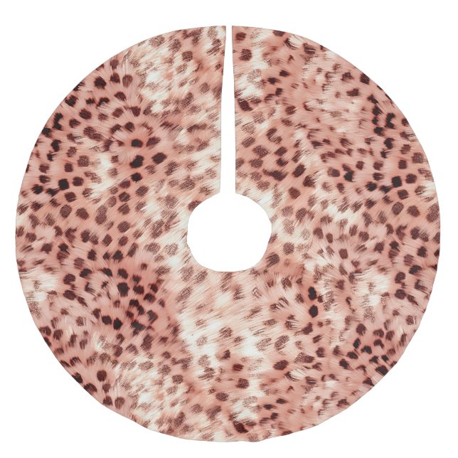 Chic Pretty Girly Rose Gold Leopard  Brushed Polyester Tree Skirt (Front)