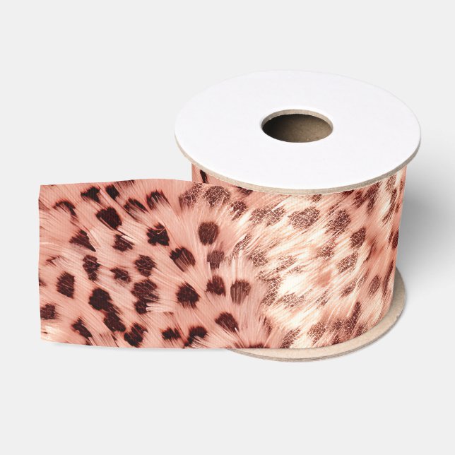Chic Pretty Girly Rose Gold Leopard  Grosgrain Ribbon (Spool)