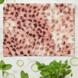 Chic Pretty Girly Rose Gold Leopard  Kitchen Towel