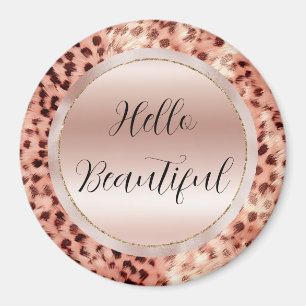Chic Pretty Girly Rose Gold Leopard  Magnet